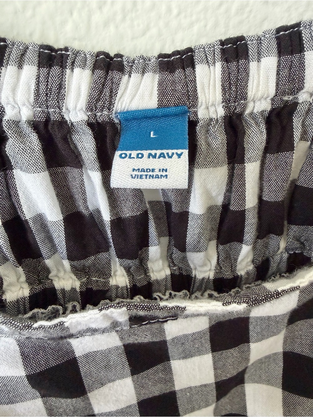 OLD NAVY Gingham Mini Dress Tie Strap Pockets Black White L - Picture 4 of 10